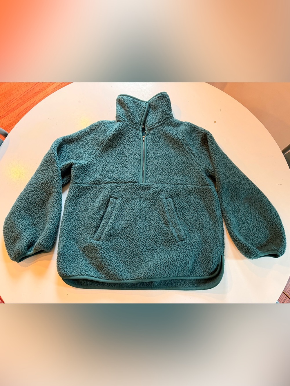 Madewell Teal Sherpa Half-Zip Pullover, sz L
